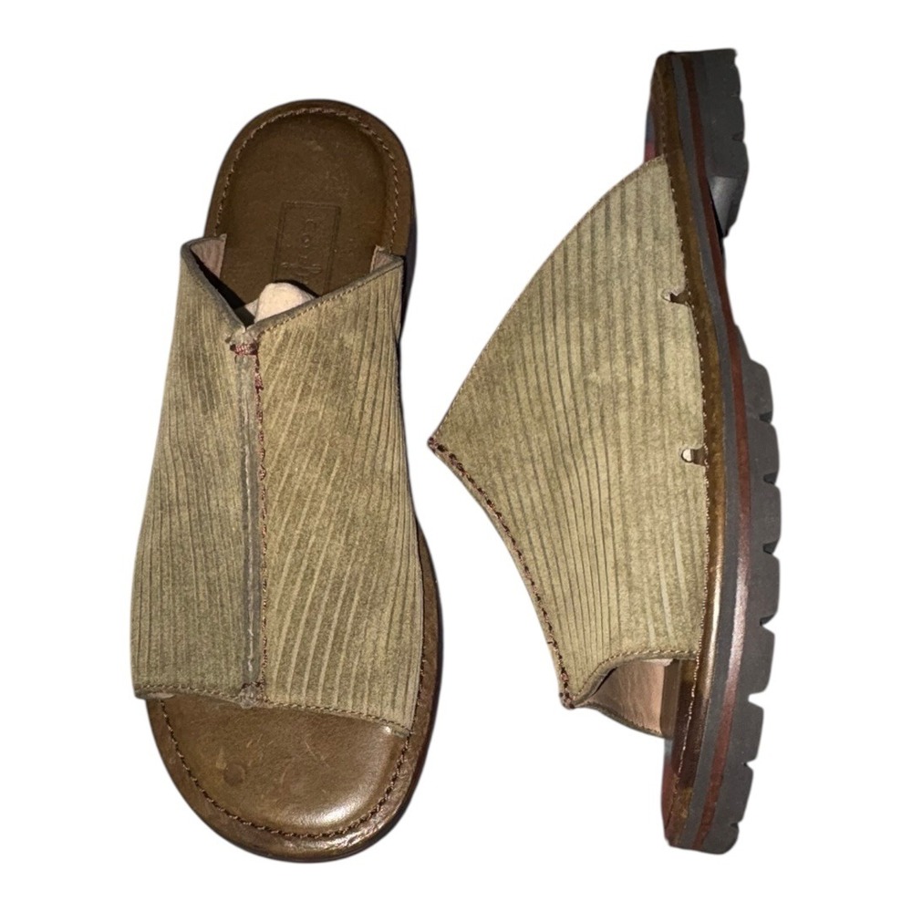 Cole Haan 9B Sage Green Corduroy Leather Slide‎ Slip On Sandals